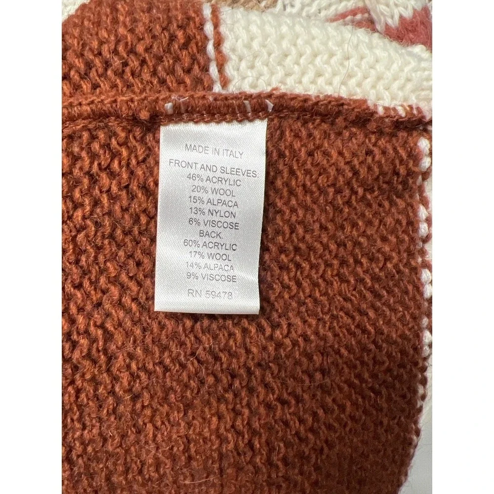 Boho Aztec Cardigan Womens M NWT Made in Italy Earth Tone Cozy‎ Fall Sweater